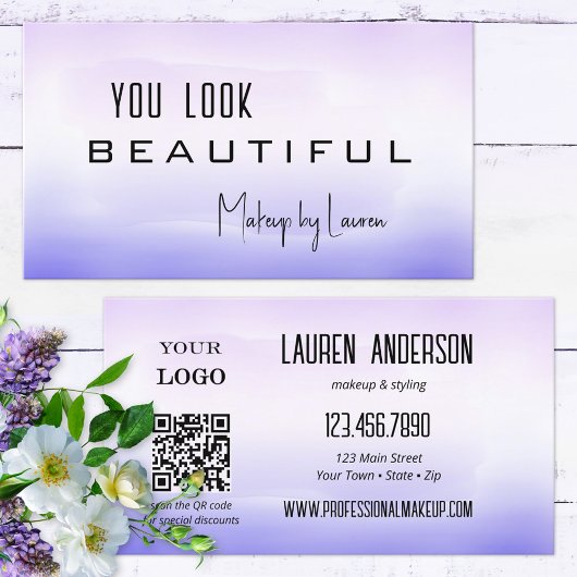 Carte De Visite Peinture professionnelle Lilac QR Code Beauté