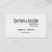 Carte De Visite Peinture professionnelle, peintres, amélioration (Dos)