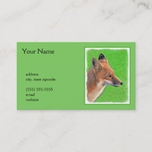 Carte De Visite Peinture Red Fox - Art original de la faune