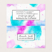 Carte De Visite peinture rose moderne d'aquarelle d'abrégé sur (Extérieur déplié)
