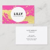 Carte De Visite Peinture rose or moderne Splash (Devant / Derrière)