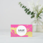 Carte De Visite Peinture rose or moderne Splash (Debout devant)