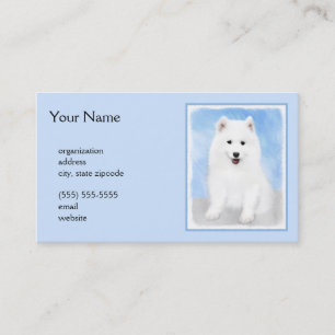 Carte De Visite Peinture Samoyed Puppy - Jolie Art Original Chien