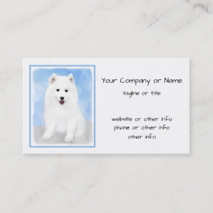 Carte De Visite Peinture Samoyed Puppy - Jolie Art Original Chien