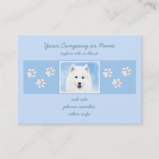 Carte De Visite Peinture Samoyed Puppy - Jolie Art Original Chien (Devant)