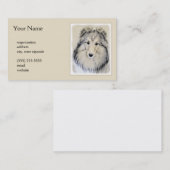 Carte De Visite Peinture Shetland Sheepdog - Jolie art original ch (Devant / Derrière)