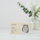 Carte De Visite Peinture Shetland Sheepdog - Jolie art original ch (Debout devant)
