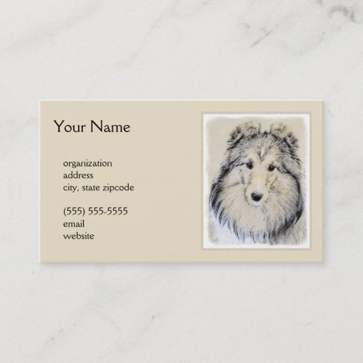 Carte De Visite Peinture Shetland Sheepdog - Jolie art original ch (Devant)