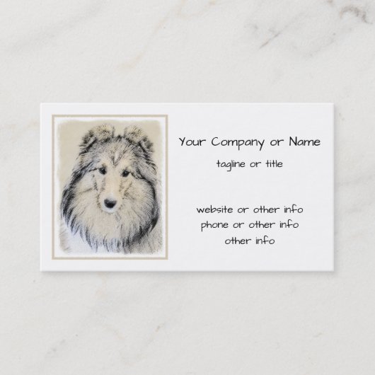 Carte De Visite Peinture Shetland Sheepdog - Jolie art original ch (Devant)