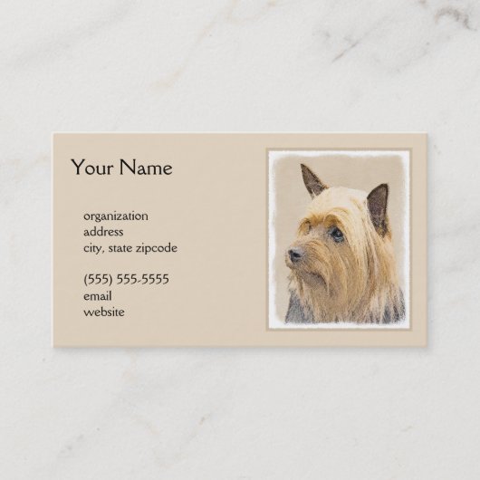 Carte De Visite Peinture Silky Terrier - Cute Original Chien Art (Devant)
