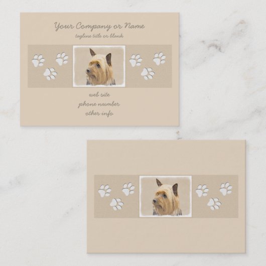 Carte De Visite Peinture Silky Terrier - Cute Original Chien Art (Devant / Derrière)