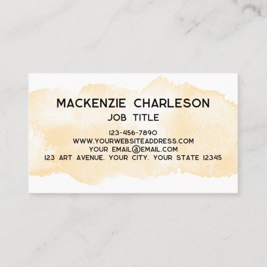 Carte De Visite Peinture simple aquarelle brosse jaune (Dos)