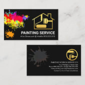 Carte De Visite Peinture Splatter Gold Home Peinture (Devant / Derrière)