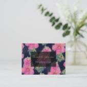 Carte De Visite Peinture tropicale bleu rose Hibiscus (Debout devant)
