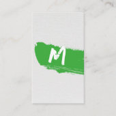 Carte De Visite Peinture verte Monogramme brossée sur toile (Devant)