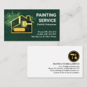 Carte De Visite Peinture verte Splatter Gold Home Brosse (Devant / Derrière)