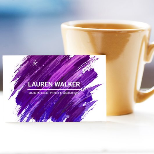 Carte De Visite Peinture violet expressive brossée