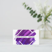Carte De Visite Peinture violette brossée | Géométrique (Debout devant)