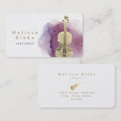 Carte De Visite peinture violoniste aquarelle design (Devant / Derrière)