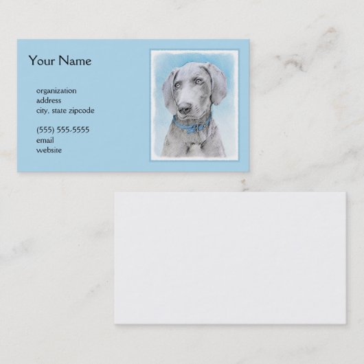 Carte De Visite Peinture Weimaraner - Joli art original chien (Devant / Derrière)