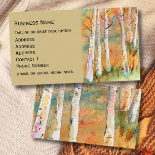 Carte De Visite Peintures à l'aquarelle d'arbres trembles d'automn