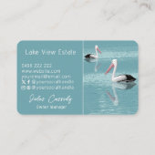 Carte De Visite Pelican Couple Paddle sur Calm Aqua Water (Dos)