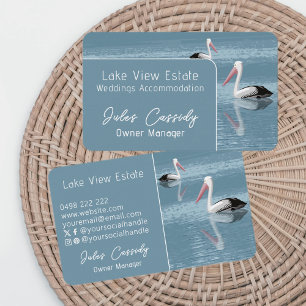 Carte De Visite Pélican Couple pagayage sur Eau Bleue Calme