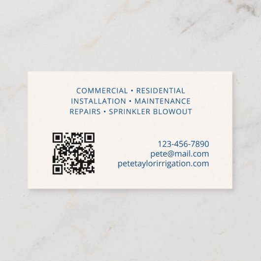 Carte De Visite Pelouse d'irrigation (Dos)
