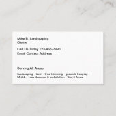 Carte De Visite Pelouse Et Paysage Service Local (Dos)