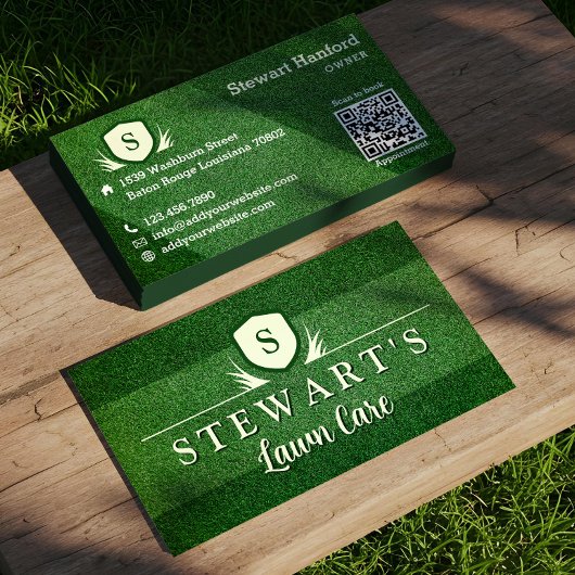Carte De Visite Pelouse verte et paysage Monogram Crest