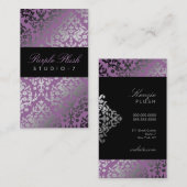 Carte De Visite Peluche de pourpre de damassé de l'éblouissement (Devant / Derrière)