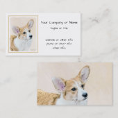 Carte De Visite Pembroke Welsh Corgi Peinture - Art Chien original (Devant / Derrière)