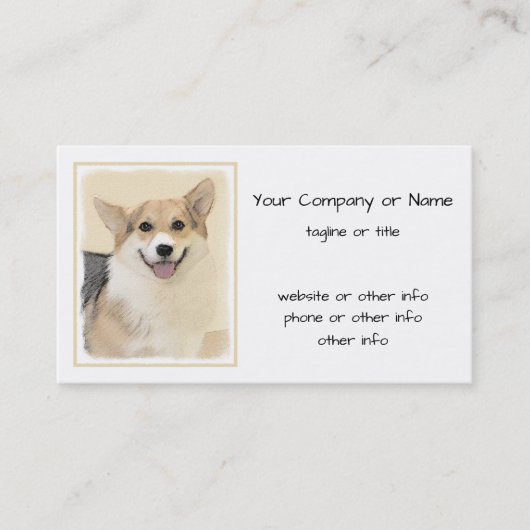 Carte De Visite Pembroke Welsh Corgi Peinture - Chien d'art origin (Devant)