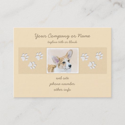 Carte De Visite Pembroke Welsh Corgi Peinture - Chien d'art origin (Devant)