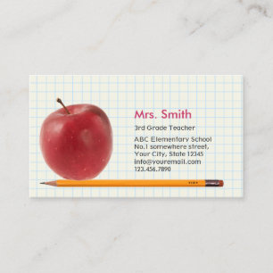 Carte De Visite Pencil & Apple Professionnel Enseignant