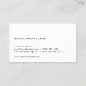 CARTE DE VISITE PENCIL POUR AUTEURS ET ÉCRIVAINS I (Dos)