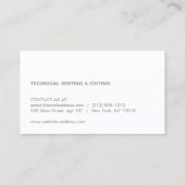 CARTE DE VISITE PENCIL POUR AUTEURS ET ÉCRIVAINS I (Dos)