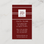 Carte De Visite Pendentif foncé GoldPaper de rayure de cerise de (Dos)