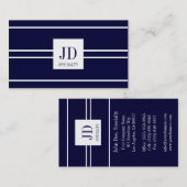 Carte De Visite Pendentif rayé bleu-foncé/blanc de YourSpecialty (Devant / Derrière)