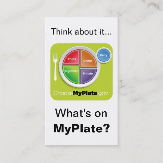 Carte De Visite Pensez au signet de MyPlate - blanc (Devant)