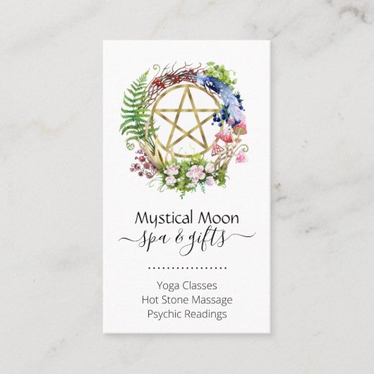 Carte De Visite Pentacle Nature Fleurs de couronne Boho (Devant)