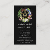 Carte De Visite Pentacle Nature Fleurs de couronne Boho Black Busi (Dos)