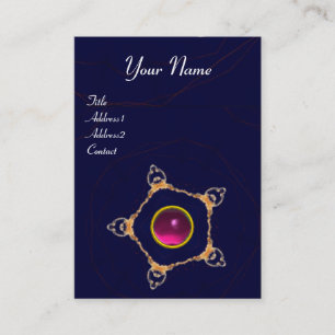 Carte De Visite PENTAGON Monogramme rose Fuchsia Améthyste, bleu