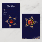 Carte De Visite PENTAGON Monogramme rouge rubis, bleu (Devant / Derrière)