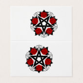 Carte De Visite Pentagramme aux roses rouges (Extérieur déplié)
