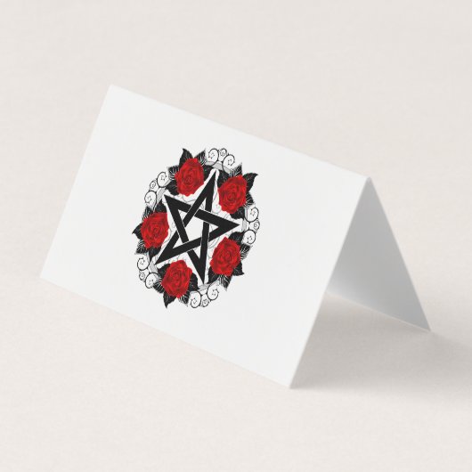 Carte De Visite Pentagramme aux roses rouges (Devant)