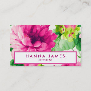 Carte De Visite Peonies d'aquarelle rose vintage personnalisées