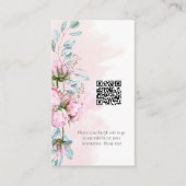 Carte De Visite Peonies roses et verdure Code d'information QR (Devant)