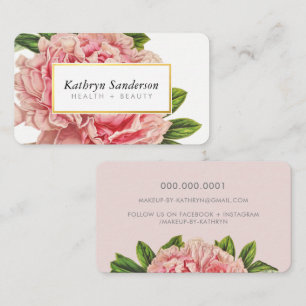 Carte De Visite PEONY FLOWER éco vintage look floral élégant rose