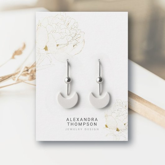 Carte De Visite Peony *Gold Modern Floral Sketch Bijoux Display